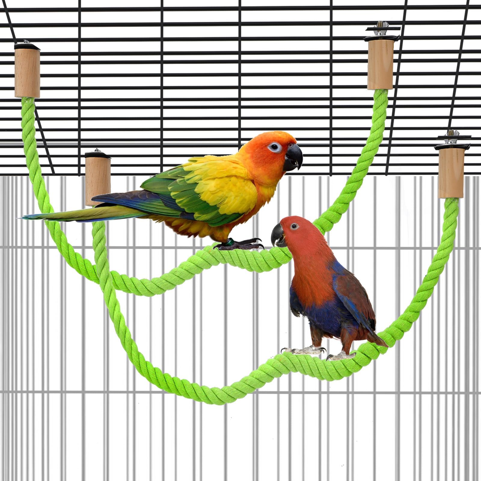 KALIONE 2 Pack Bird Hemp Rope Perch Swing Bird Cage Stand