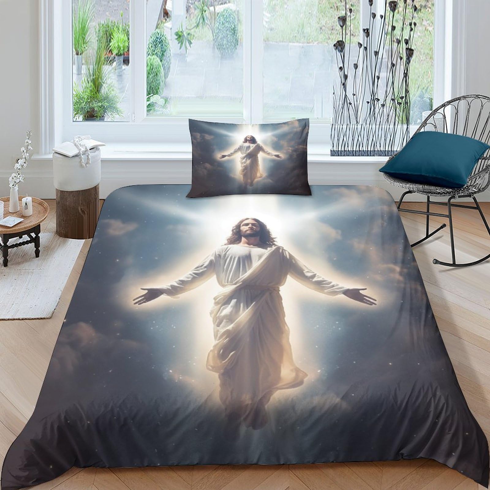 Parure de lit 135x200 cm en microfibre avec housse de couette et taies d'oreiller