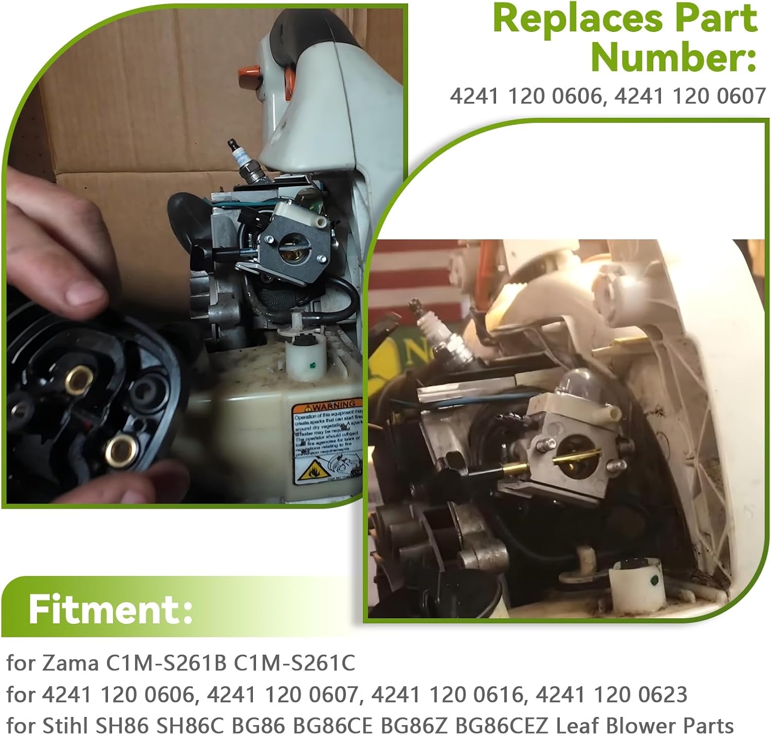 AUTOKAY BG86 Carburetor Carb for Stihl SH86 SH86C BG86 BG86CE BG86Z BG86CEZ Leaf Blower Carb for Zama C1M-S261B C1M-S261C 4241 120 0616 4241 120 0607 Leaf Blowers