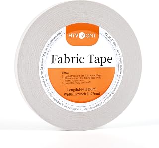 HTVRONT Double-Sided Tape for Clothes - Hem Tape 1/2 Inch x 164 Feet No Sew No Iron Sticky Clear Fashion Fabric Tape, Strong Adhesive Hemming Tape for Pants