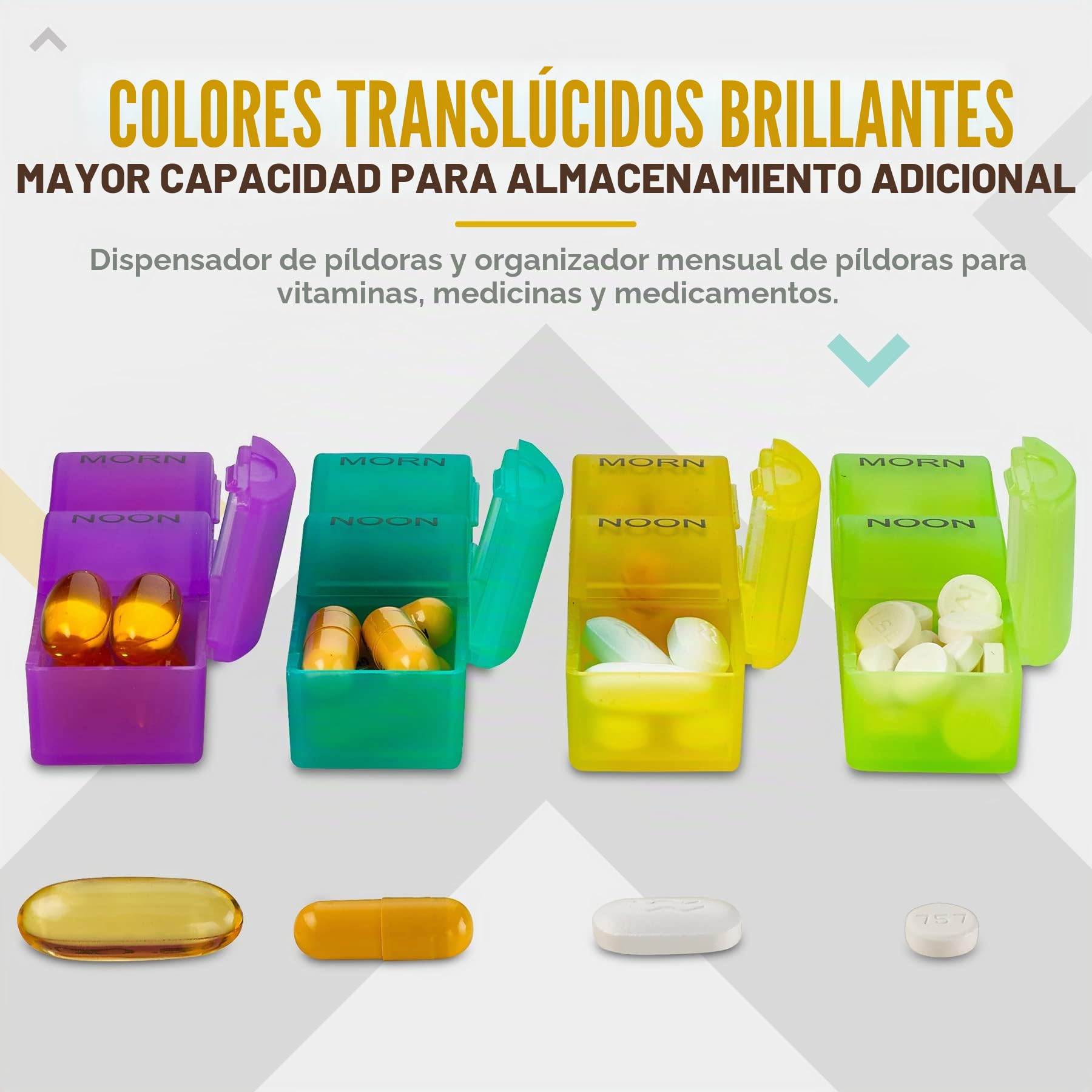 Organizador mensual de píldoras – Am/Pm Daily Pill Organizer 32 compartimentos para cada día, dispensador de píldoras y dispensador – BS0830J nuevo mensual Rainbow Morn-noon-eve