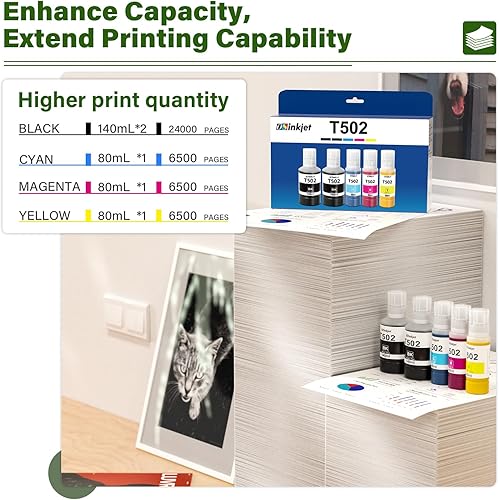 Miniatura 2 de Osinkjet 502 botellas de repuesto de tinta para Ecotank ET-4850 ET-3850 ET-4760 ET-2720 ET-2850, 502 recambios de tinta para Eco Tank ET-2800