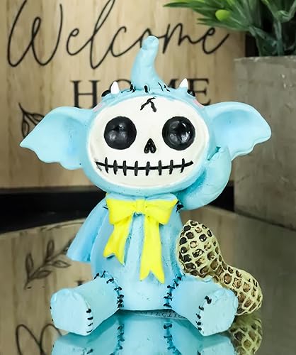 Miniatura 5 de Ebros Gift Furry Bones Elefun esqueleto de elefante azul con pajarita amarilla y figura de maní, disfraz de Furrybones con capucha, esqueletos de