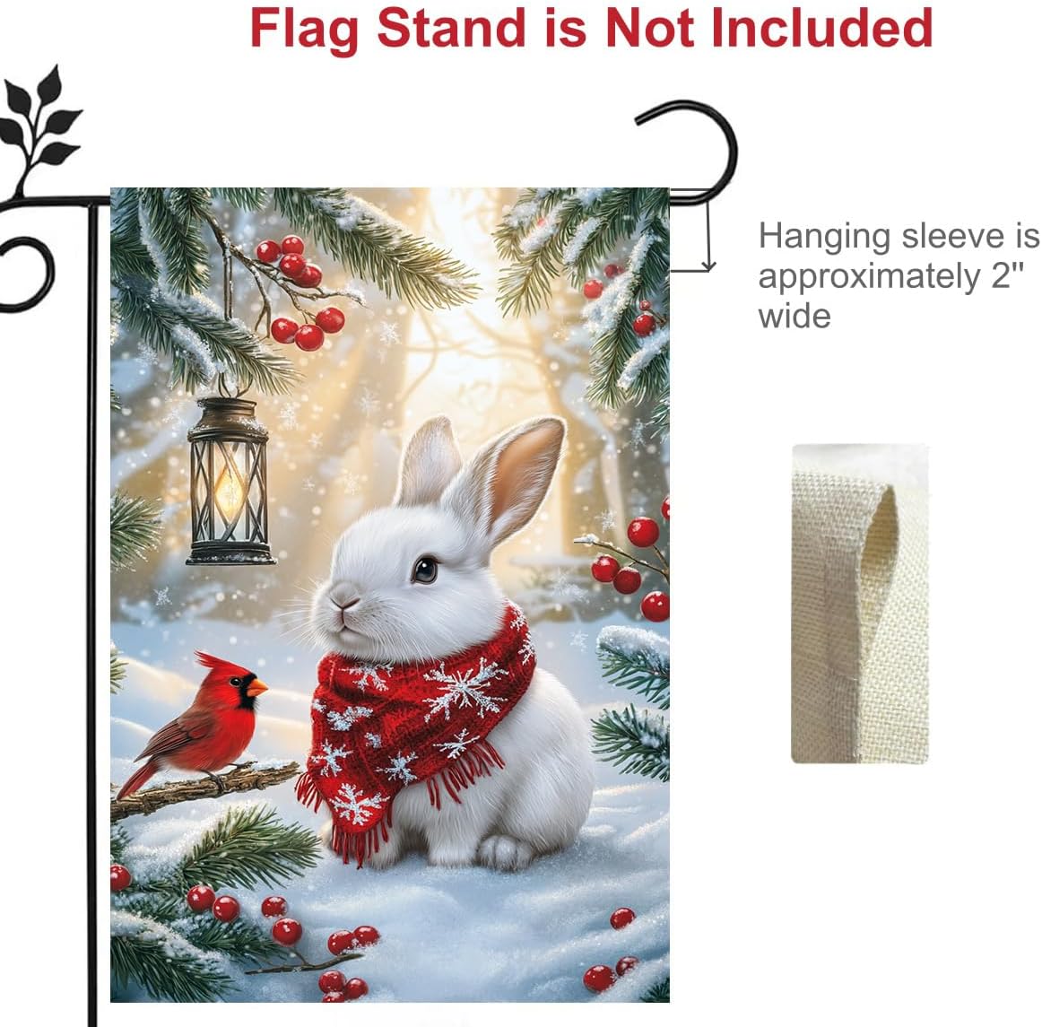 Winter Garden Flags 12x18 Inch Double Sided, Small Burlap Holiday Farmhouse Rustic Snow Bunny Cardinal Garden Flag Christmas Winter Decorations Outdoor Yard Lawn Porch Flags for Outside - Image 4