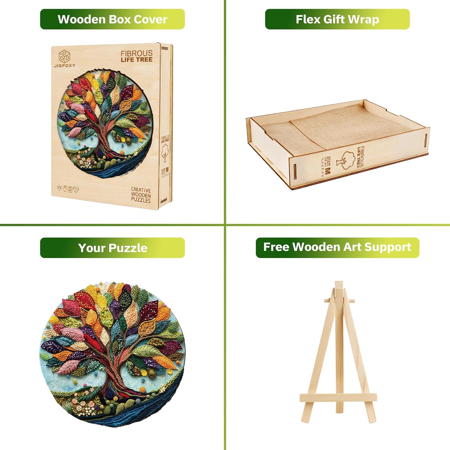 Jigfoxy Wooden Puzzles for Adults, Fibrous Tree of Life Wood Puzzles Adult, Unique Animal Shape Wooden Jigsaw Puzzles for Adults, Birthday Gifts for Puzzle Lovers, Family(M-11.4 * 11.4in-200pcs)