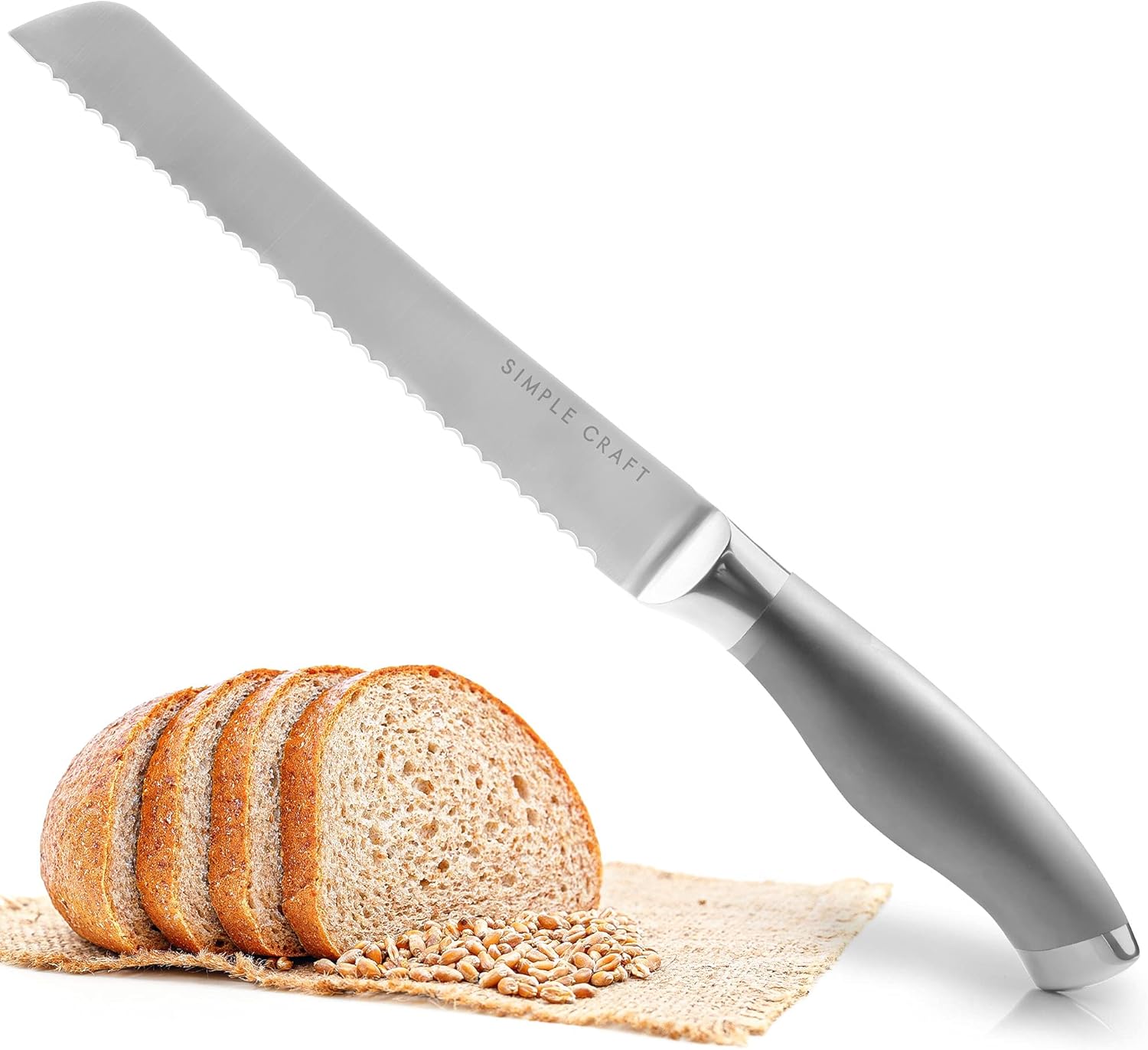 Amazon Com Simple Craft 13 Inch Serrated Bread Knife Ultra Sharp Stainless Steel Serrated Knife With Comfortable Grip Handle One Piece Bread Knife For Homemade Bread For Loaves Vegetables More Home