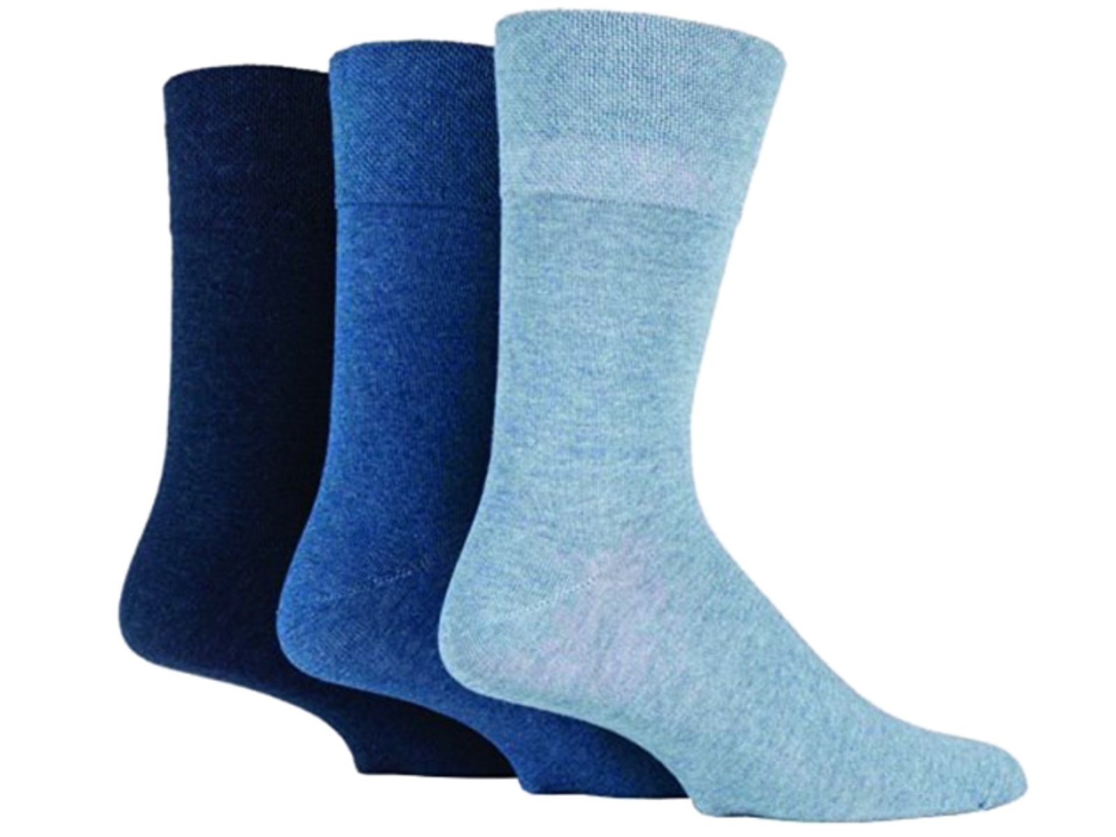 Hduk Mens Socks Men's Assorted Blues 3X Pairs Gentle Grip Diabetic Socks With Honeycomb Top And Hand Linked Toe Seams/Uk 6-11 Eur 39-45 (Assorted Blues)