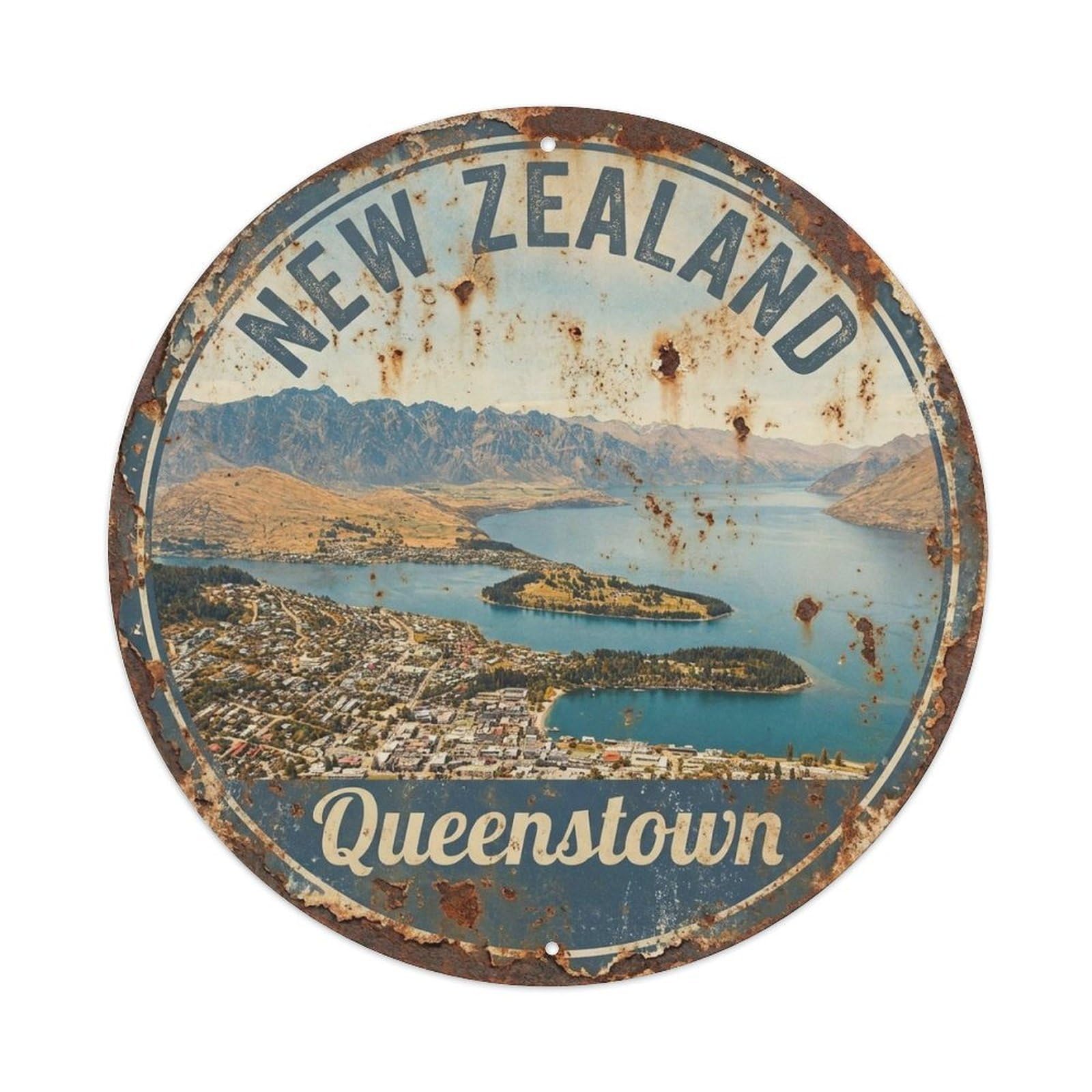 New Zealand Landscape Travel Pacific Island Coast Metal Tin Sign