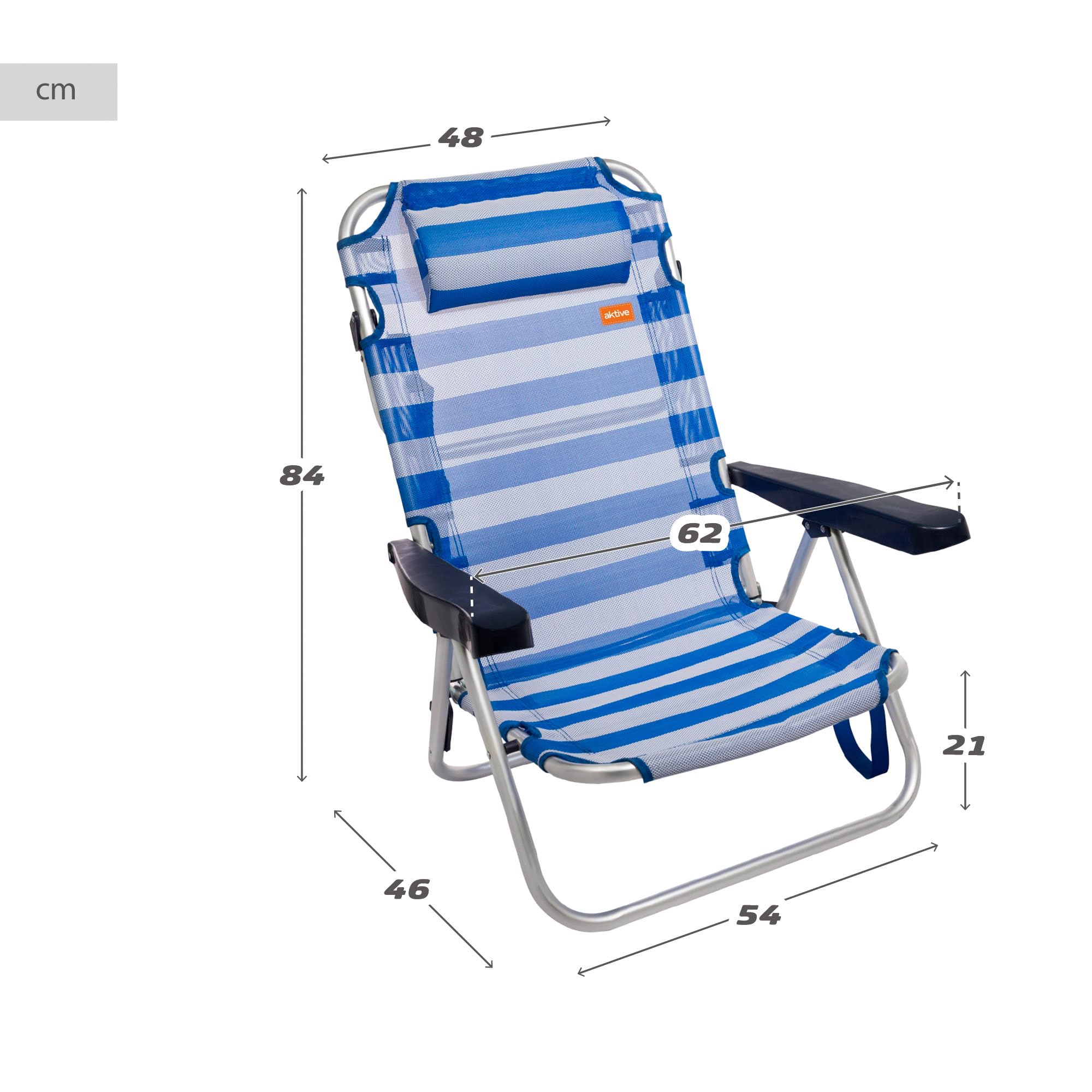 Aktive Krzesło składane z aluminium z wieloma ustawieniami siedzenia, Beach