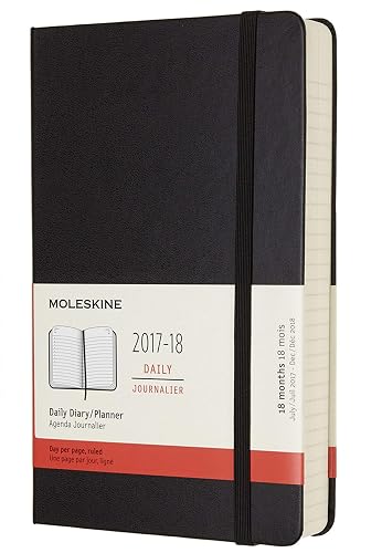 Moleskine Tageskalender, Taschenkalender, 18 Monate, 2017/2018, Large, A5, Hard Cover, Schwarz: 1 Tag = 1 Seite (Klassischer Kalender)