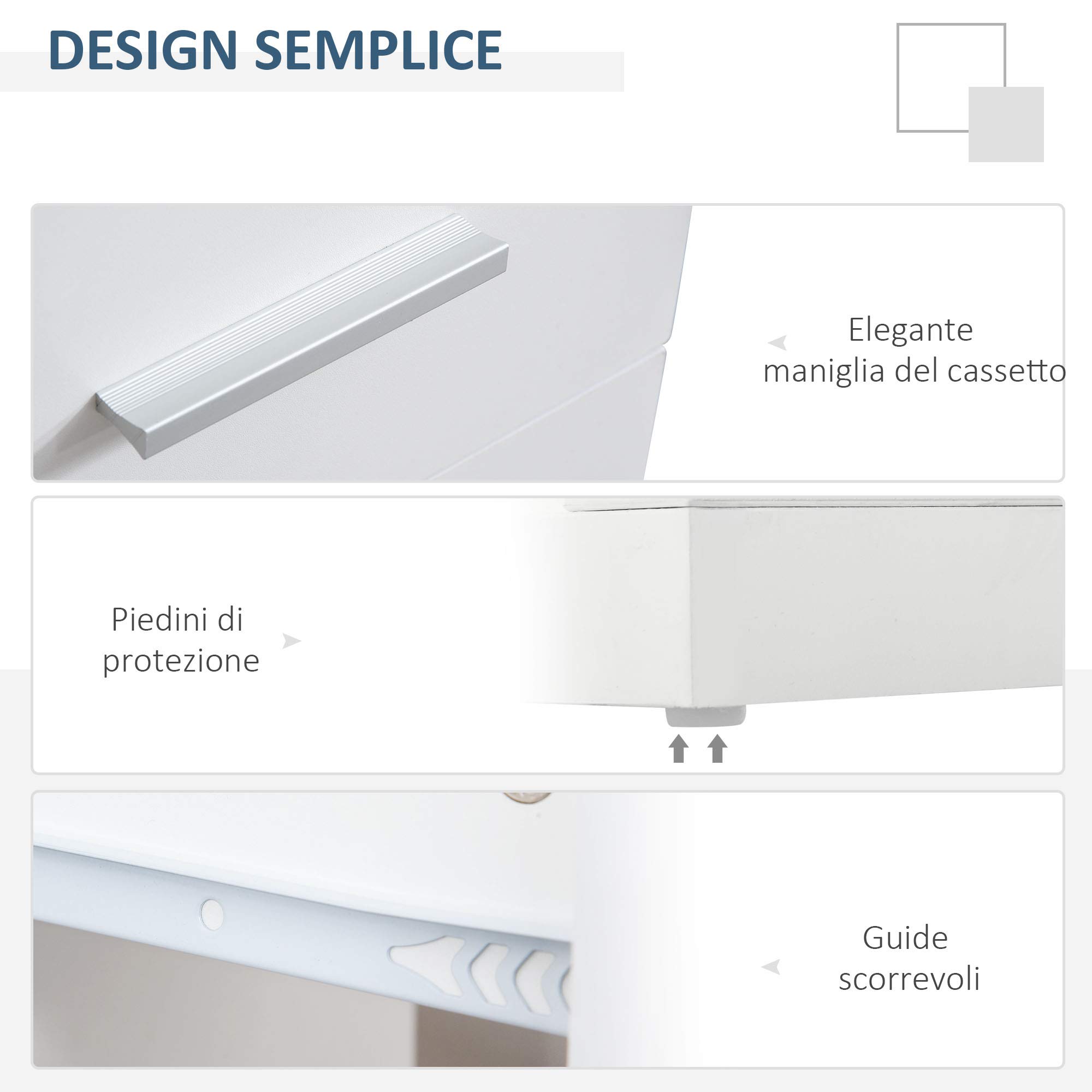 HOMCOM Scrivania Angolare con Cassetto, Armadietto e Mensole, Bianco | Moderna, in Legno, Arredamento per Ufficio e Casa