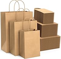 Vista 1 de BagKraft Bolsas de papel marrón con asas de tamaño mixto Papel Kraft 100% reciclable Ideal para regalos, compras, boutique, embalaje, mercancía