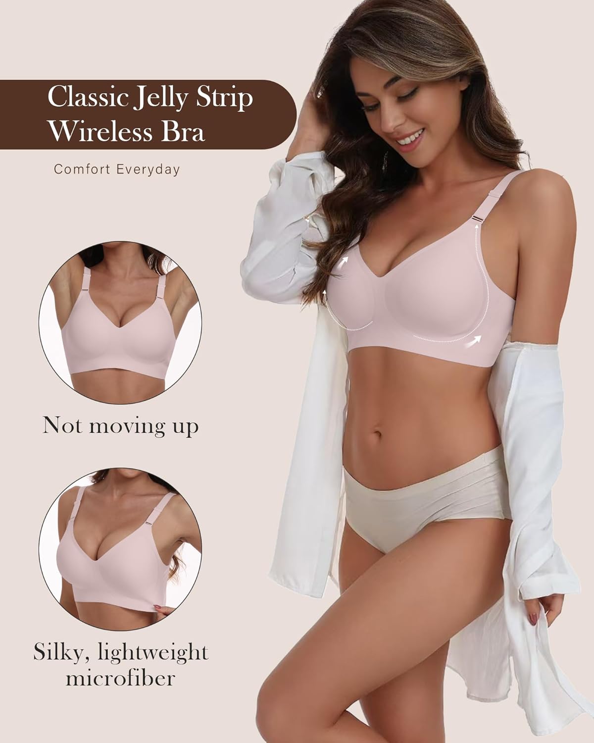 No Show Gel Bras for Women -Wireless Comfortable Full Coverage Jelly Smoothing Bra with Support and Lift - Image 2