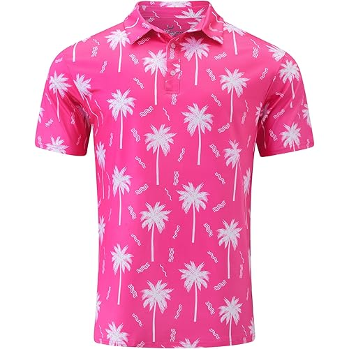 uideazone Mens Polo Shirts Short Sleeve Dry Fit 3D Print Moisture Wicking Funny Golf Shirt
