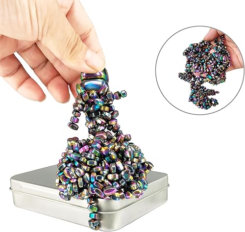 Miniatura 8 de Mini bolas magnéticas, más de 500 mini piedras magnéticas de ferrita, bolas magnéticas para adultos juguetes para ansiedad y estrés, juguetes de