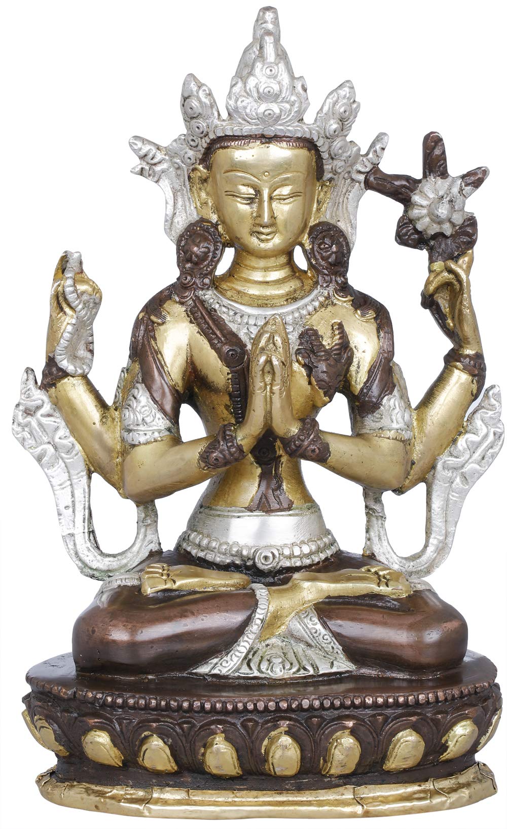 Statue de Chenrezig en laiton Exotic India Avalokiteshvara tibétain