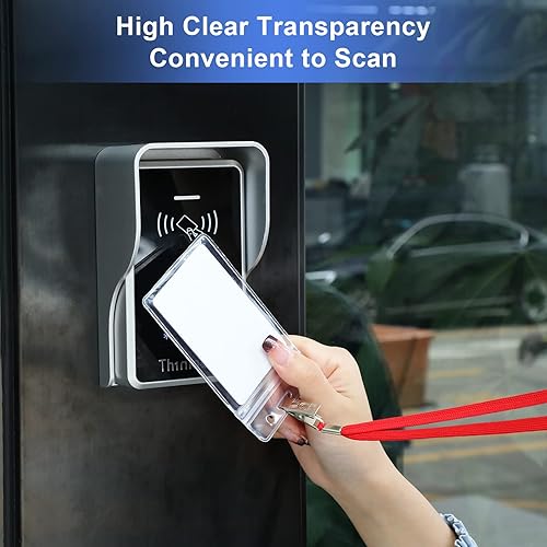 Vista 6 de Marspark 300 soportes verticales de plástico transparente para tarjetas de identificación, con cremallera resellable impermeable, funda de PVC