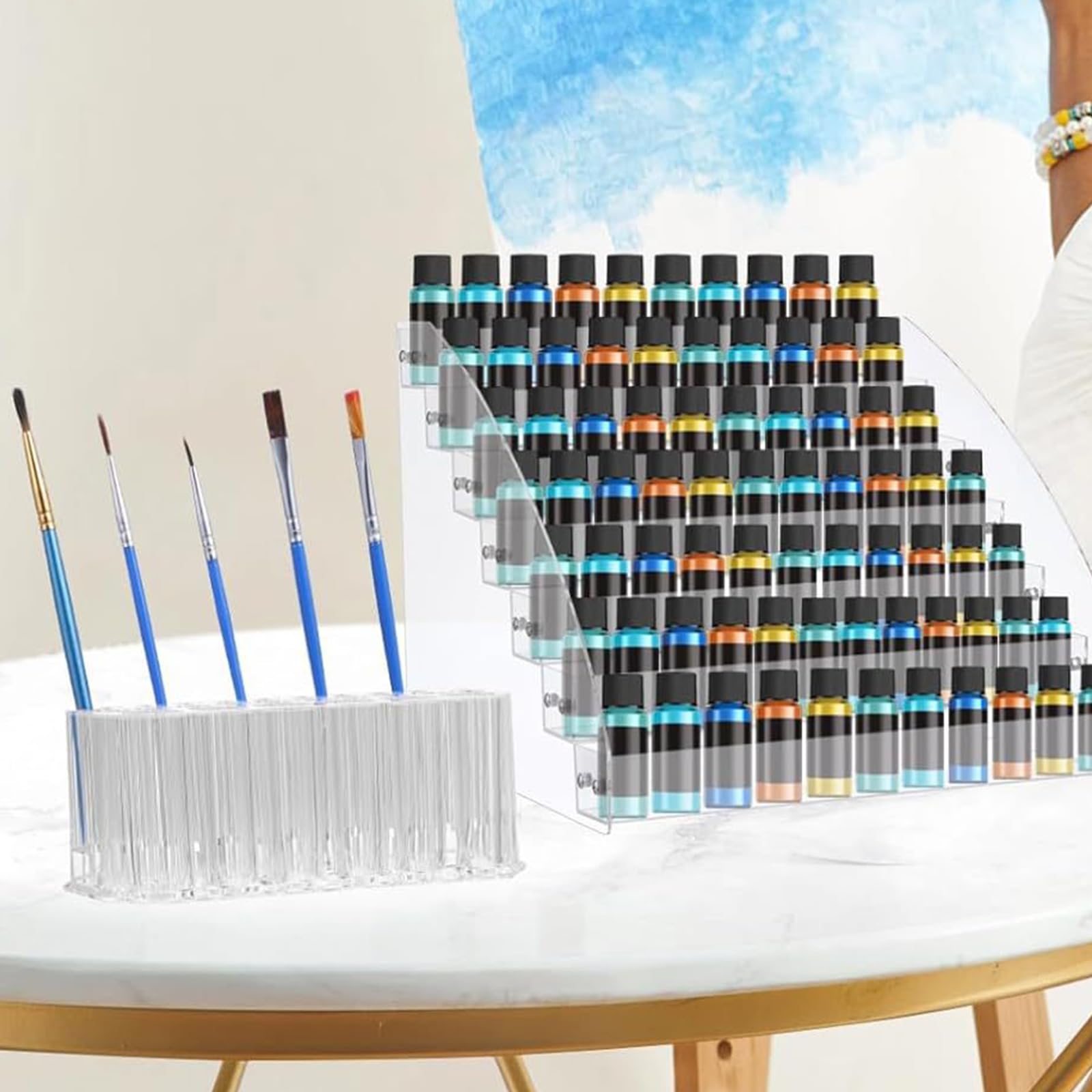 Organizzatori per pittura acrilica per vernici acriliche e pennelli organizer a 7 strati per strumenti efficienti