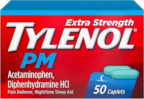 Tylenol PM Extra Strength - Cápsulas para aliviar el dolor nocturno y ayuda para dormir, 500 mg de acetaminofeno y 25 mg de difenhidramina HCl,