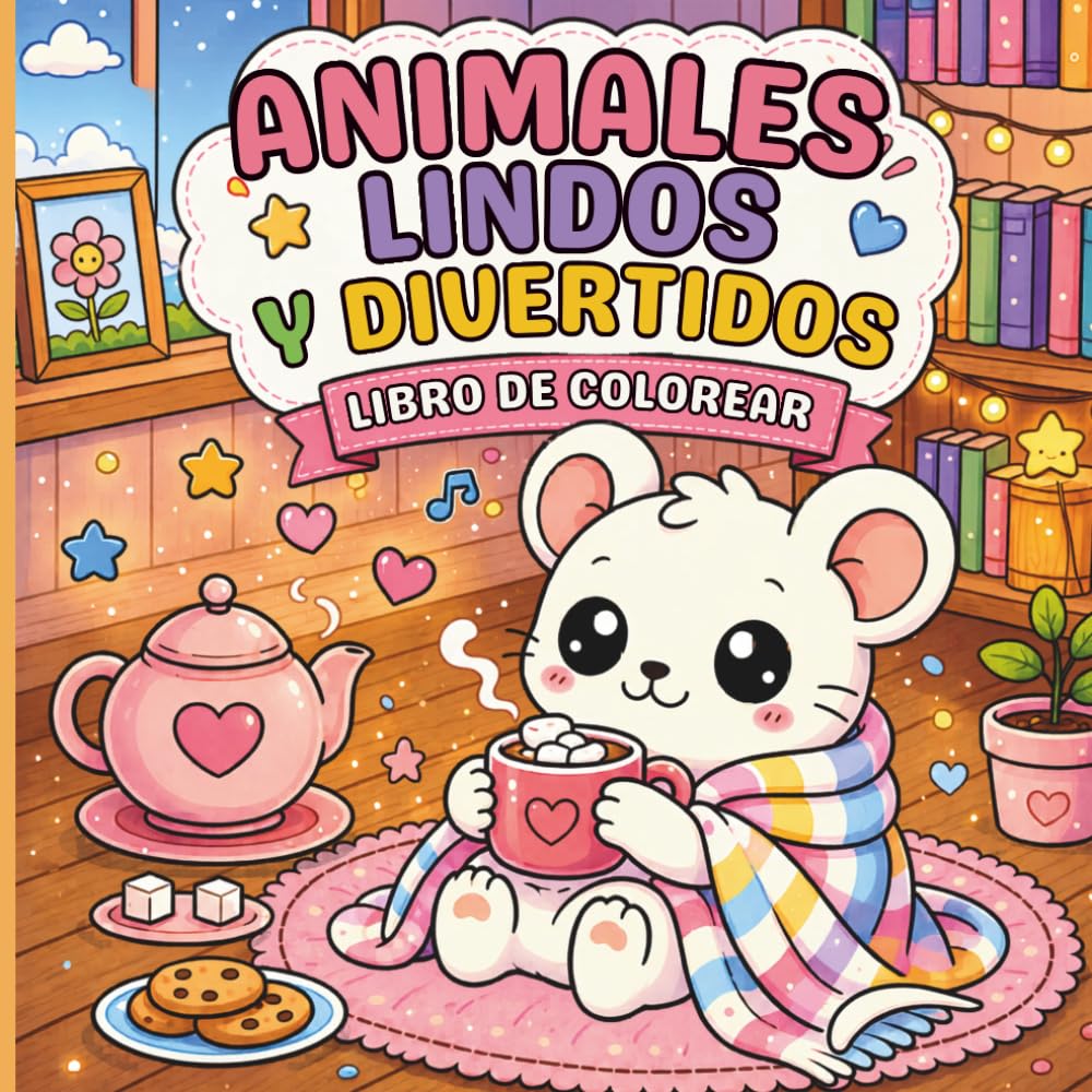Animales Lindos e Divertidos - Libro de colorear: Dibujos kawaii, divertidos y relajantes para niños y adultos
