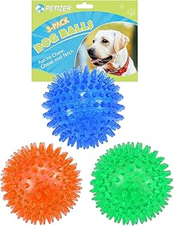 3-Pack 2.5 Inch Squeaky Dog Toy Balls, Floating Dog Pool Balls, Dog Spiky Balls, Interactive Fetch Toys for Puppy, Dog Chew Toys for Boredom, for Small Medium and Large Dogs