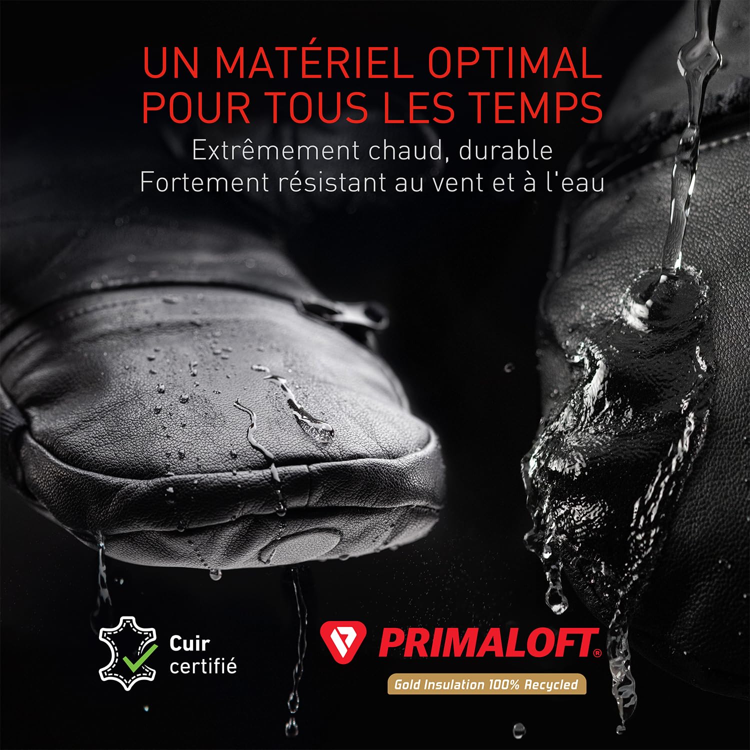 THE HEAT COMPANY Shell Full Leather Moufles - L'innovation des Gants - Gants Cuir dépliables - Gants Hiver Extra Chauds - Gants tactiles - Gants de Ski pour Homme & Femme - sans sous-Gant