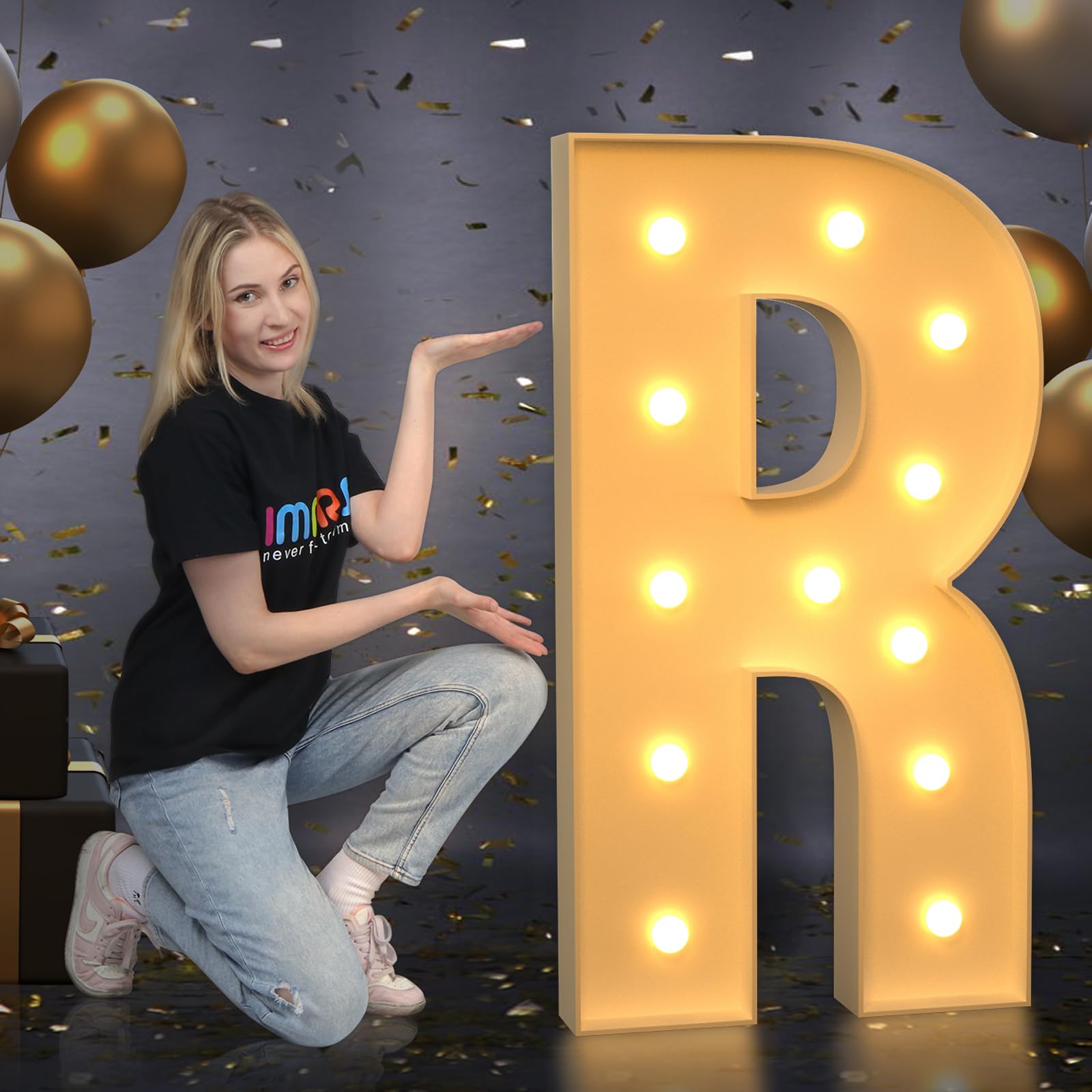 imprsv Marquee Light Up Letters, 4FT Mosaic Letters with Light for Baby Shower Graduation Party Decor, Large R for Engagement Wedding Party Decorations (Need to Assemble)Carbonfree Certified