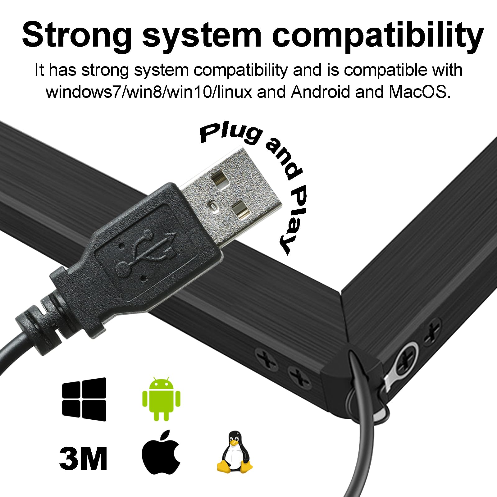 WEILEHAPPY 24-Inch Infrared Touch Frame - Driver-Free Plug & Play Touch Screen Panel, Anti-Glare & High Sensitivity, Compatible with Touch Screen TVs, Smart Boards, Industrial Monitors (Black, 24 in)