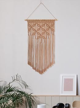 Winterdemoon Handmade Cotton Home Decor Macrame Wall Hanging Khaki