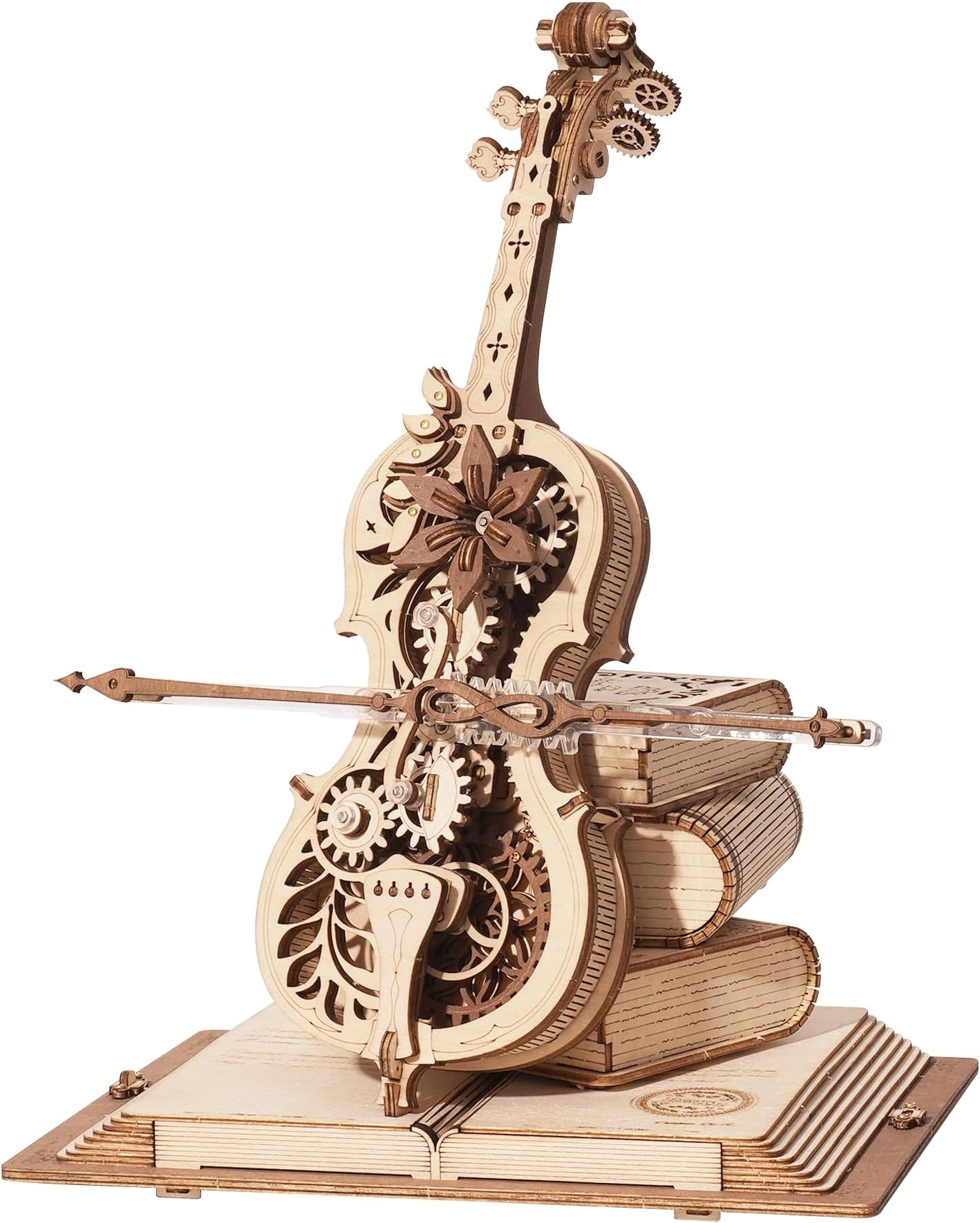 3D Wooden Model Kits for Adult to Build Magic Cello Music Box Mechanical Model Assembly Wooden Puzzle Birthday Gifts for Teens and Adults