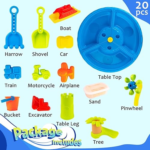 Miniatura 6 de UNIH Mesa de agua para niños pequeños mesa de arena y agua juguetes de playa juego de juguetes de arena moldes de arena juguetes de caja de arena