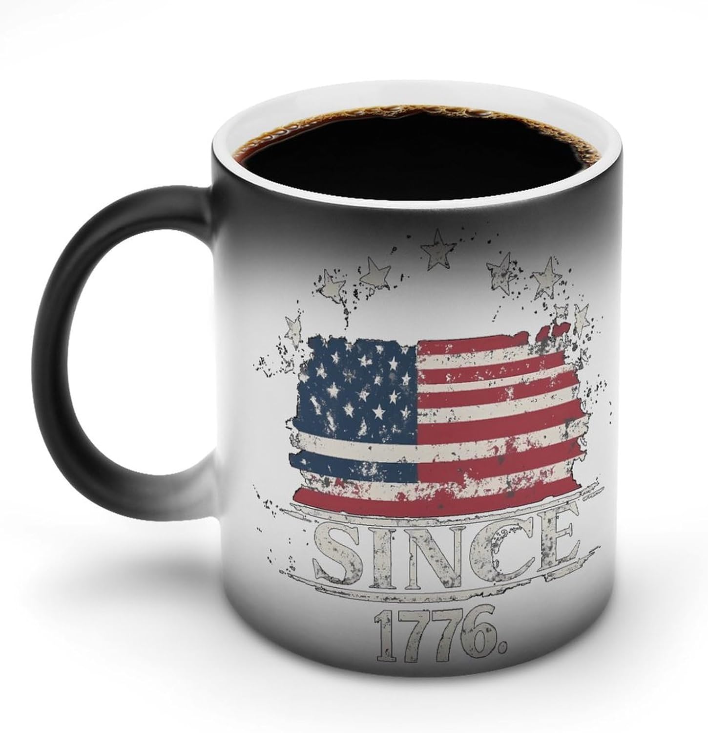U.S.A Forth of July Independence Day Color Changing Mug Heated Ceramic Cup Heat Sensitive Coffee Mug Fun Gift