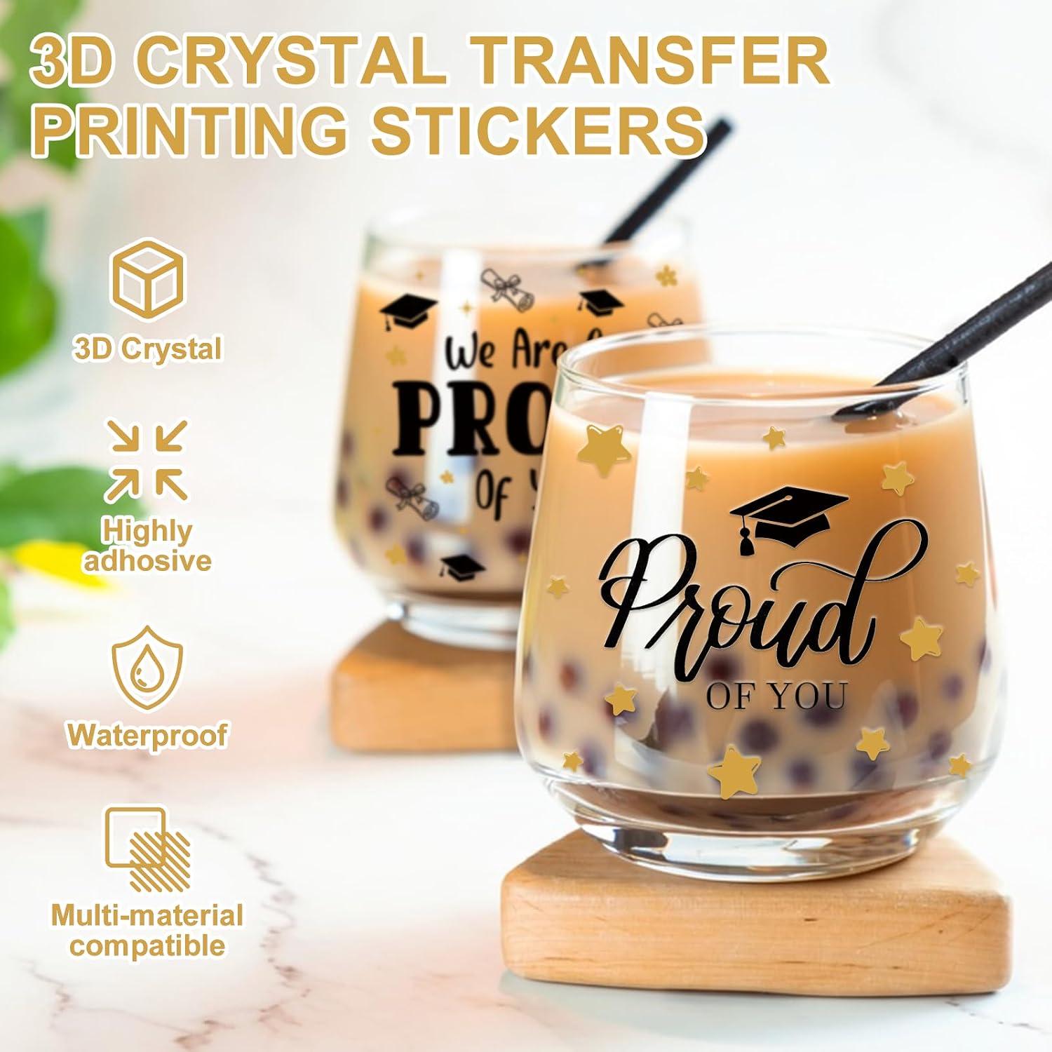 Graduation UV DTF Cup Wraps 20 Sheet Graduate Party UV DTF Cup Wraps for 16 OZ Waterproof Rub on Transfers Stickers for Coffee Mugs DIY Crafts for Water Bottle DIY Graduation Gifts