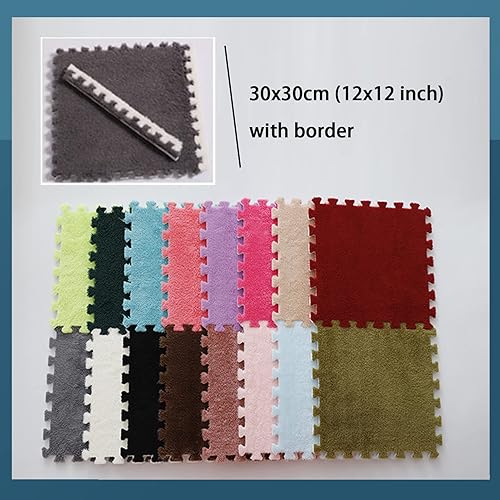 Miniatura 7 de 20 piezas de azulejos entrelazados, tapete de espuma de felpa, tapete cuadrado de rompecabezas, tapete de escalada para sala de juegos en el hogar,