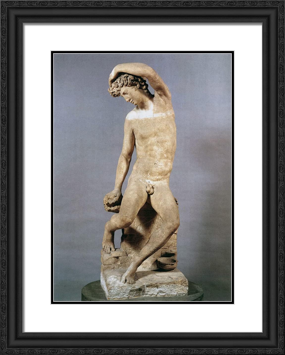 ArtDirect Cellini, Benvenuto 20x24 Black Ornate Framed Art Print with Double Matting Titled: Narcissus