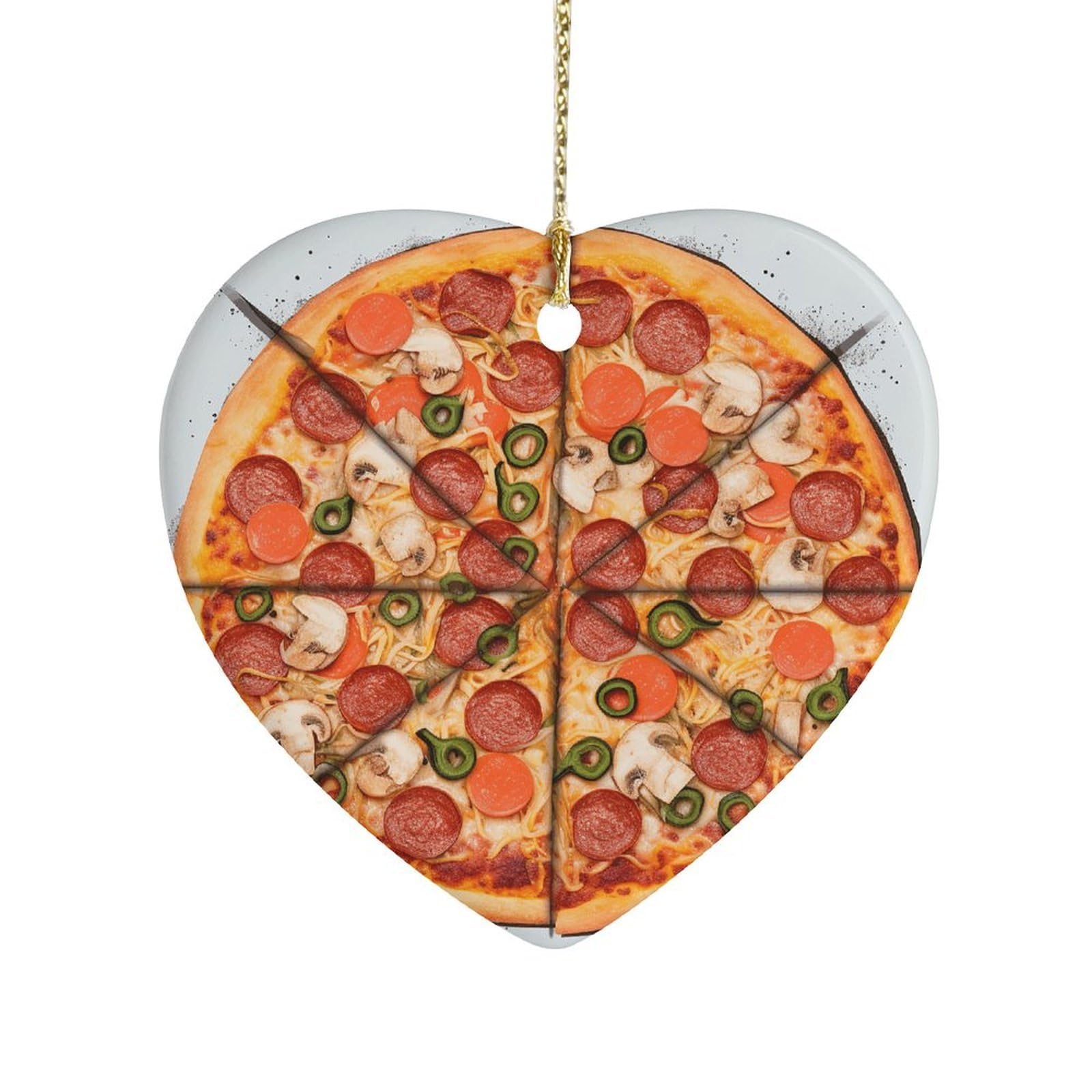 Fekiloot Style I Love Pizza Ceramic Ornament Home Decor Keepsake