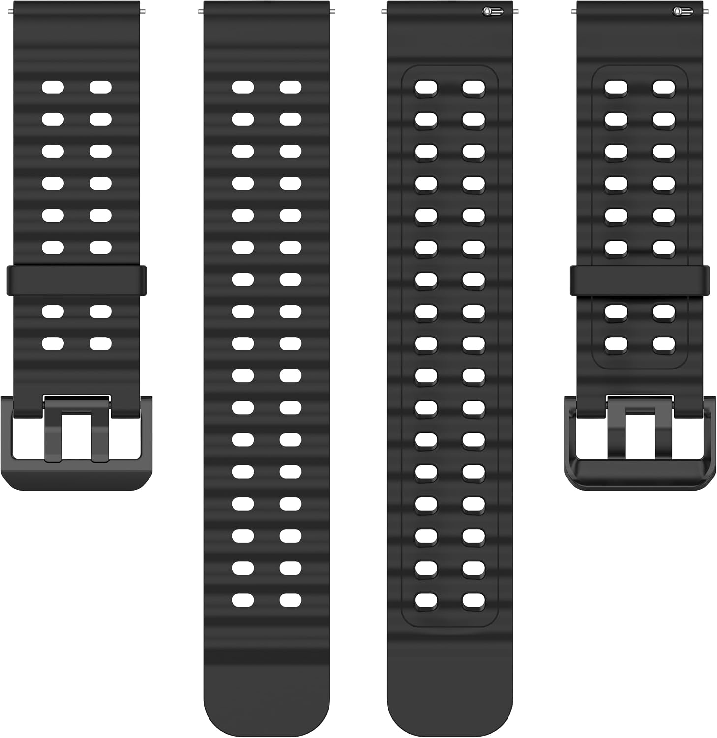Marine Sport Watch Band 18mm 19mm 20mm 21mm 22mm 23mm 24mm With Quick Release, Waterproof Breathable Silicone Watch Band for Men Women