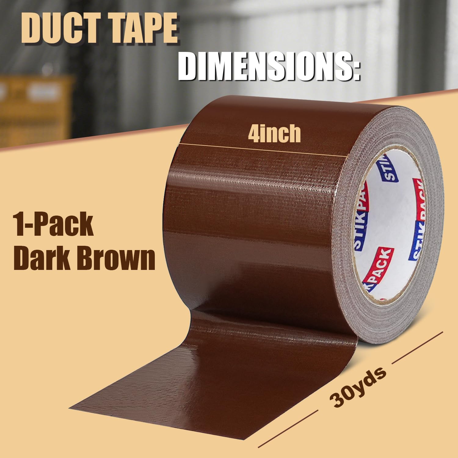 4'' Wide Brown Duct Tape Heavy Duty 4 Inches x 90 Feet, 1 Roll