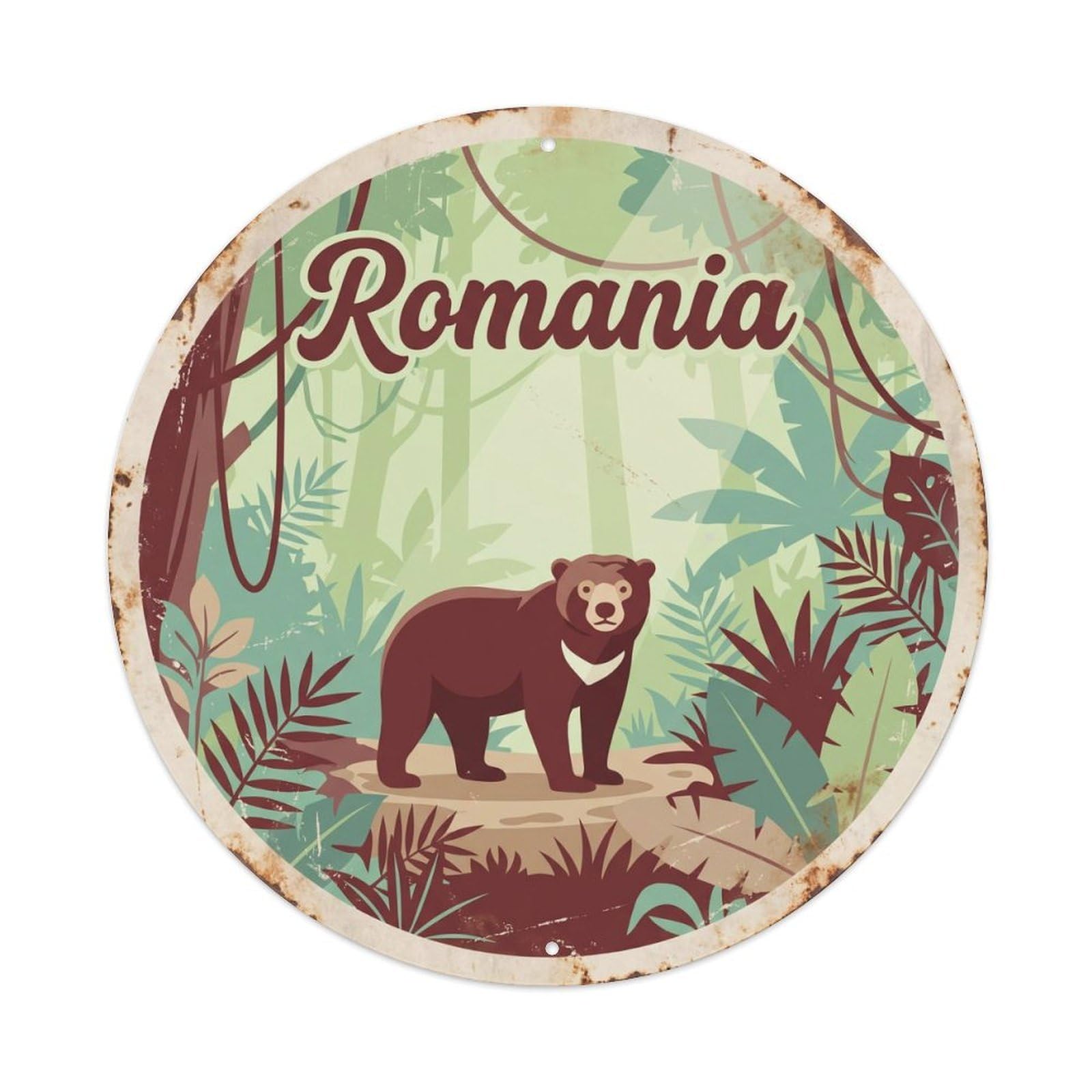 Romania Sun Bear Jungle Clearing Metal Tin Sign