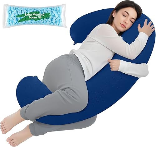 Miniatura 15 de Almohada corporal, almohada larga, almohada corporal de espuma viscoelástica, almohada lateral en forma de C, almohada lumbar larga, 35 x 10