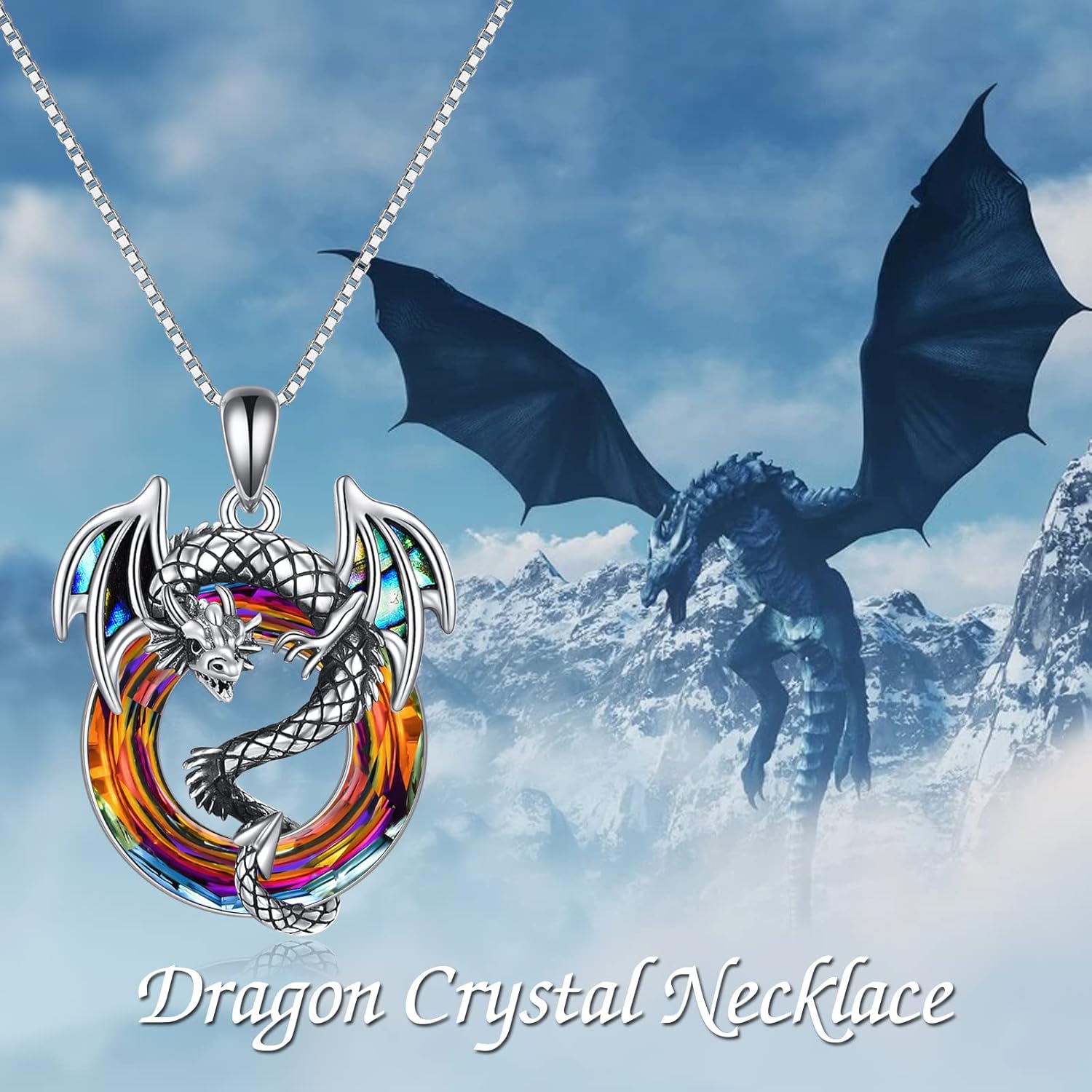 LILALO Dragon Necklace for Women Sterling Silver Crystal Dragon Gifts Jewelry - Image 2