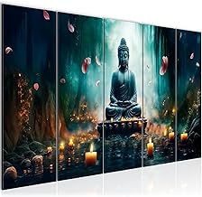 Runa Art XXL Abstract Wall Picture Living Room Bedroom Office 200L x 80W cm Peaceful Buddha 5 Parts – 057455a