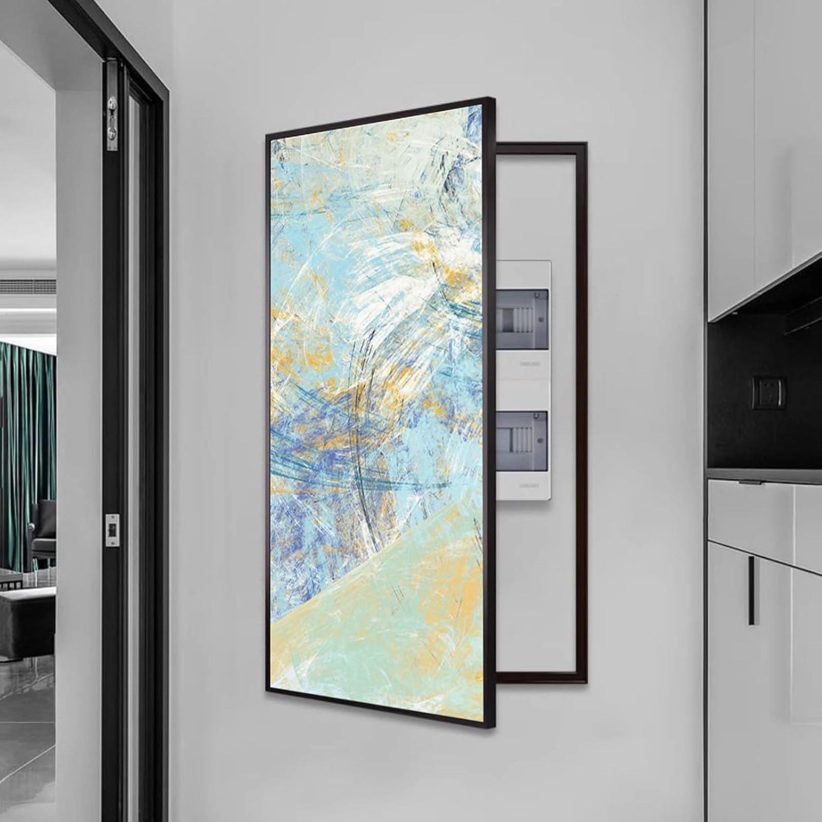 Decorative Electrical Panel Cover, Creative Hidden Painting Design, Conceals Fuse Box and Electric Meter for Home Aesthetics