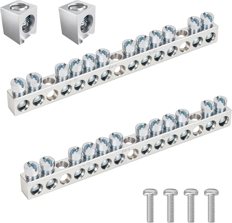 12-Terminal Ground Bar and Lug (2 Pack) with UL Certification | Compatible with Square D QO/Homeline Electrical Panels & DIY Projects | Copper-Aluminum Alloy Construction | 10-Year Warranty
