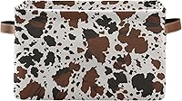 Vista 1 de xigua Cesta de almacenamiento rectangular de lona con estampado de vaca con asas para el hogar, oficina, libros, guardería, juguetes para niños
