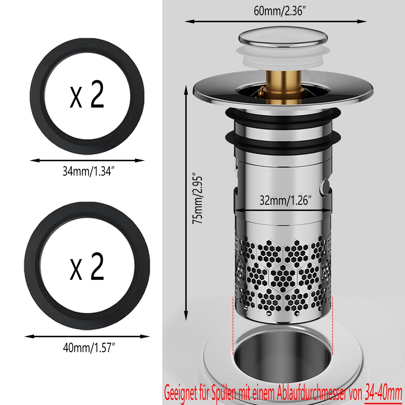 Waschbeckenstöpsel Design | Höhenverstellbar | Verschiedene Motive