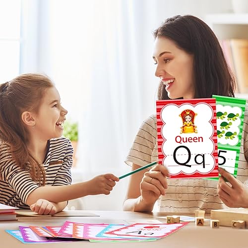 Miniatura 5 de 57 piezas de letras y números del alfabeto para decoración de pared de aula, tablón de anuncios arco iris, letras coloridas, números 0-10, tarjetas
