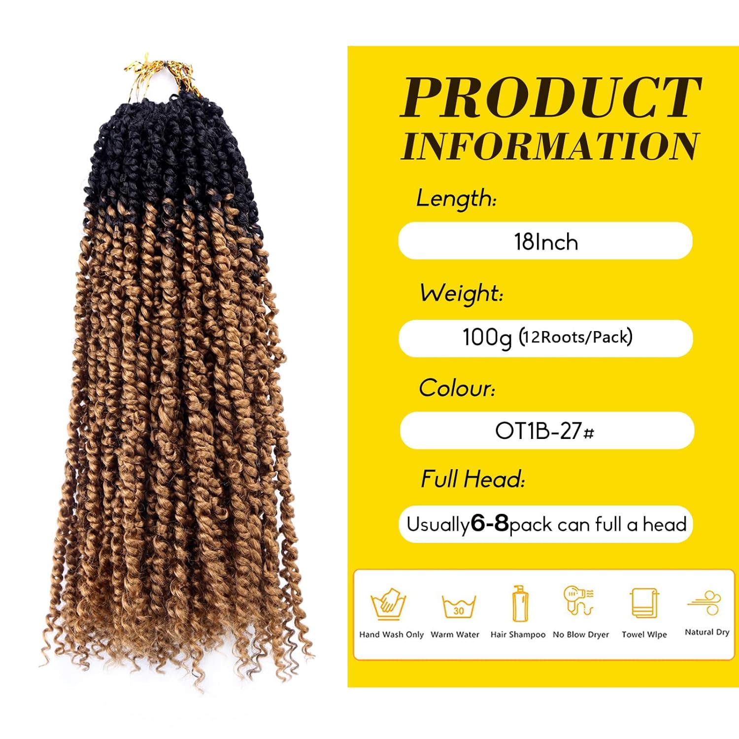 8 Packs 24 Inch Passion Twist Crochet Hair For Women Crochet Pretwisted Curly Hair Passion Twist Hair Synthetic Braiding Hair Extensions (24inch (pack of 8), OT27)…