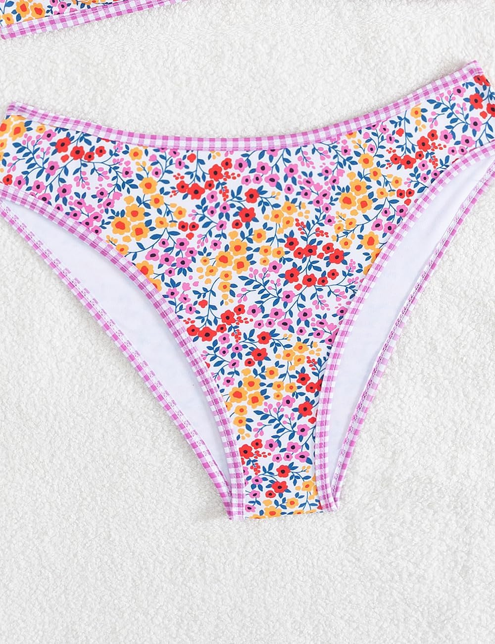 Tainehs Women's Two Piece Bikini Sets O Ring Front Top Ditsy Floral Triangle Swimsuits Cheeky Bathing Suit - Image 7