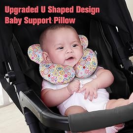 KAKIBLIN Baby Neck Pillow, Upgraded Baby Support Pillow,Baby Neck Support Pillow for Carseat, Newborn Neck Support for Car Seat,Pushchair,Travel (Flower)